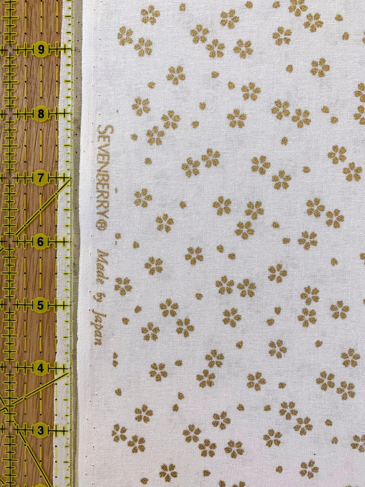 Sevenberry - Golden Cherry Blossoms Cotton Fabric - White