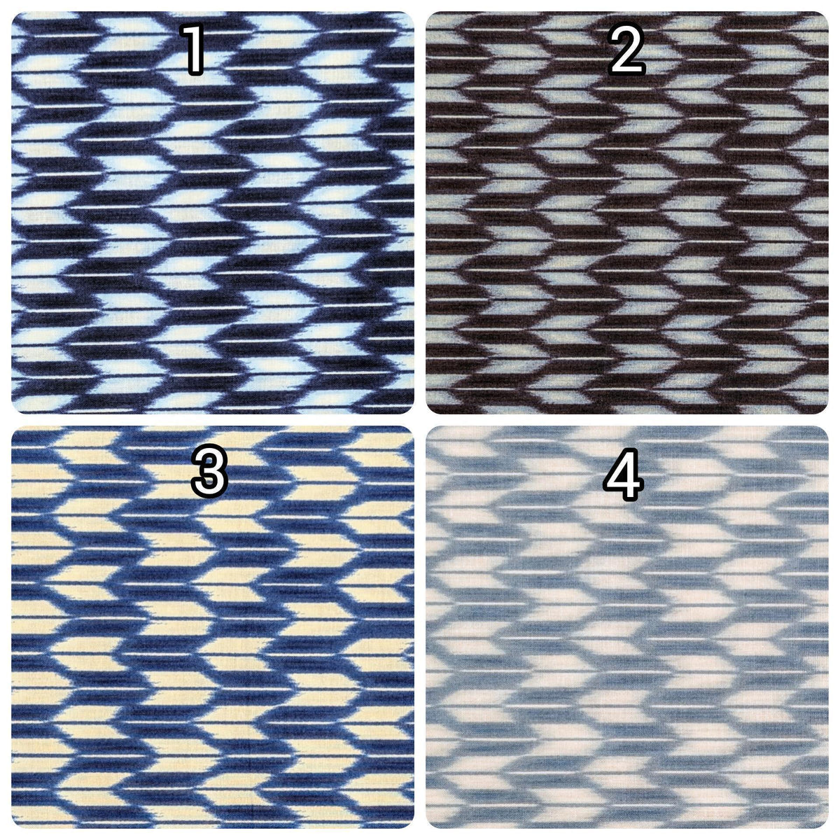 Sevenberry - Arrow Printed Shibori-Style Collection Cotton Fabric - Medium Blue and White