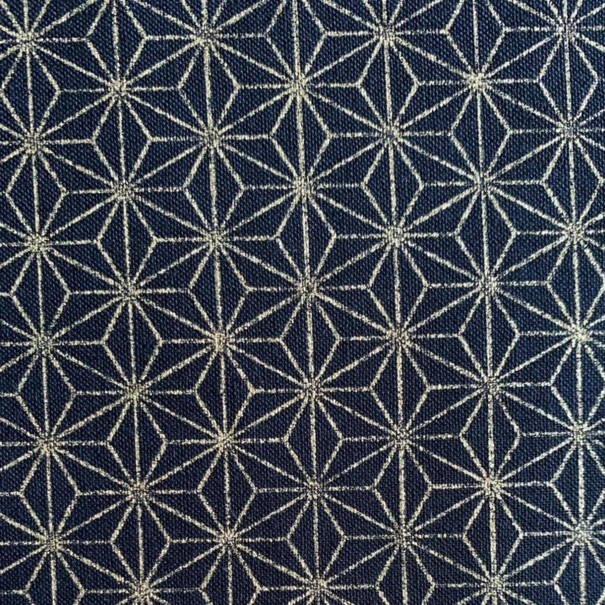Sevenberry - Golden Asanoha Stars Cotton Fabric - Black