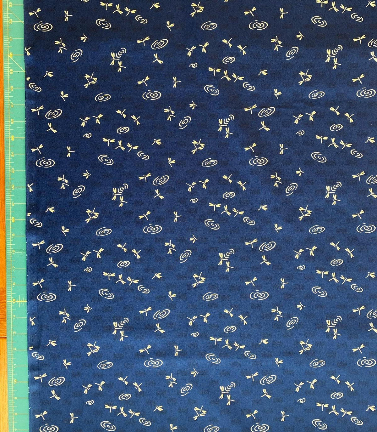 Dragonflies at the Water's Edge Japanese cotton fabric 3030-4E dark blue