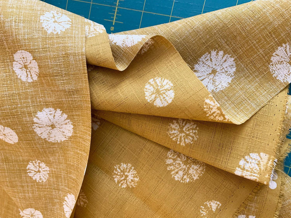 Morikiku - Shibori Sand Dollars Cotton Dobby - Mustard Yellow