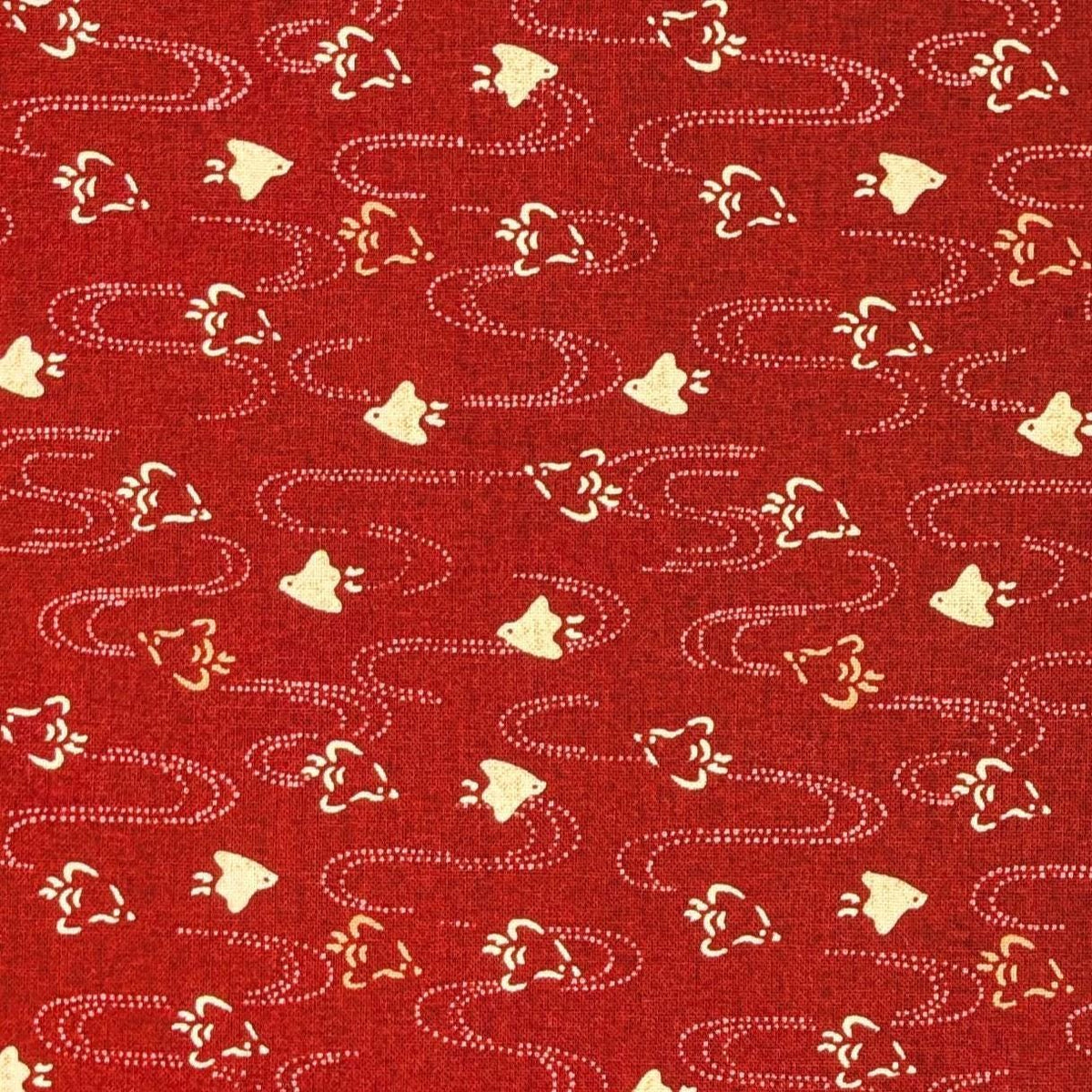Chidori Sevenberry Japanese cotton fabric 88222-8-3 beige & red