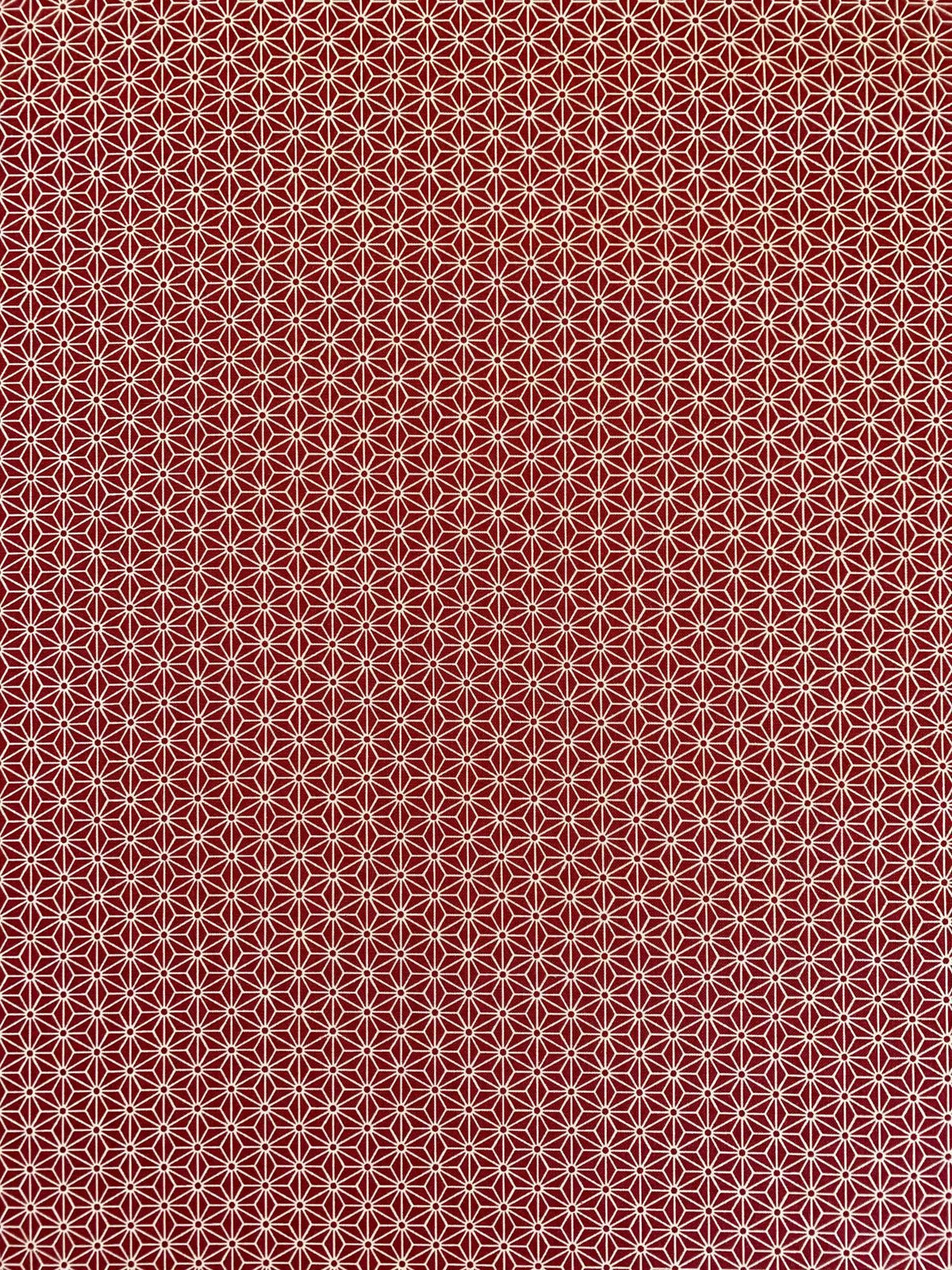 Sevenberry - Small Asanoha Stars in Beige on Red Cotton Fabric - Beige Red