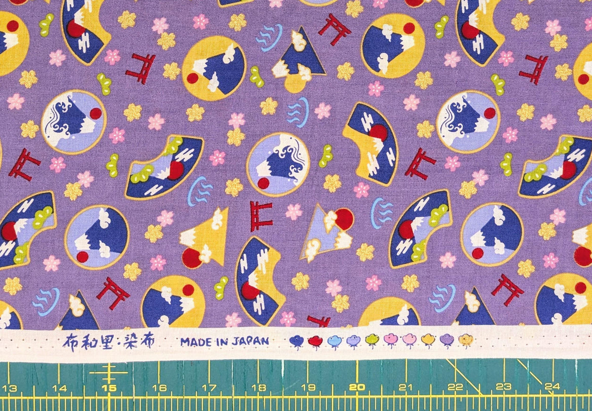 Asano - Mountain Onsen Cotton Fabric - Purple