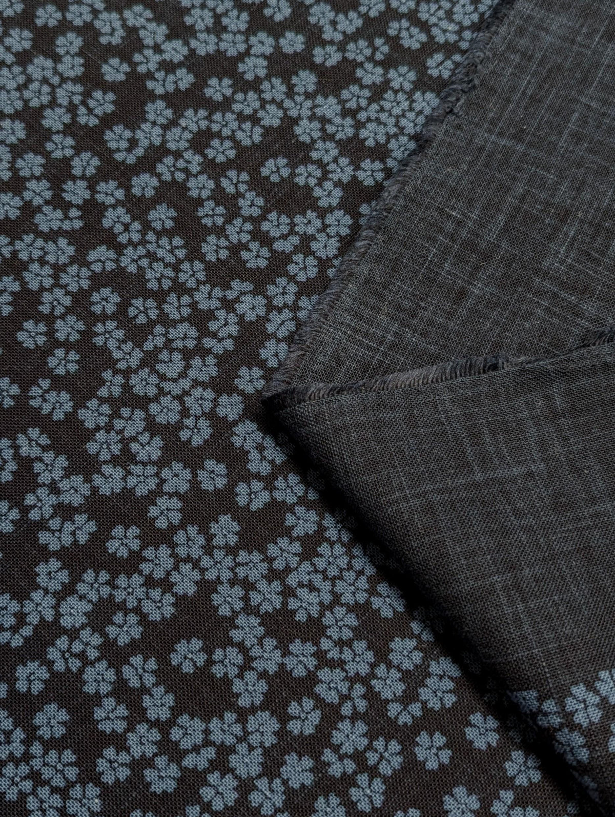Kurenai - Hand Stenciled Cherry Blossoms Cotton - Blue