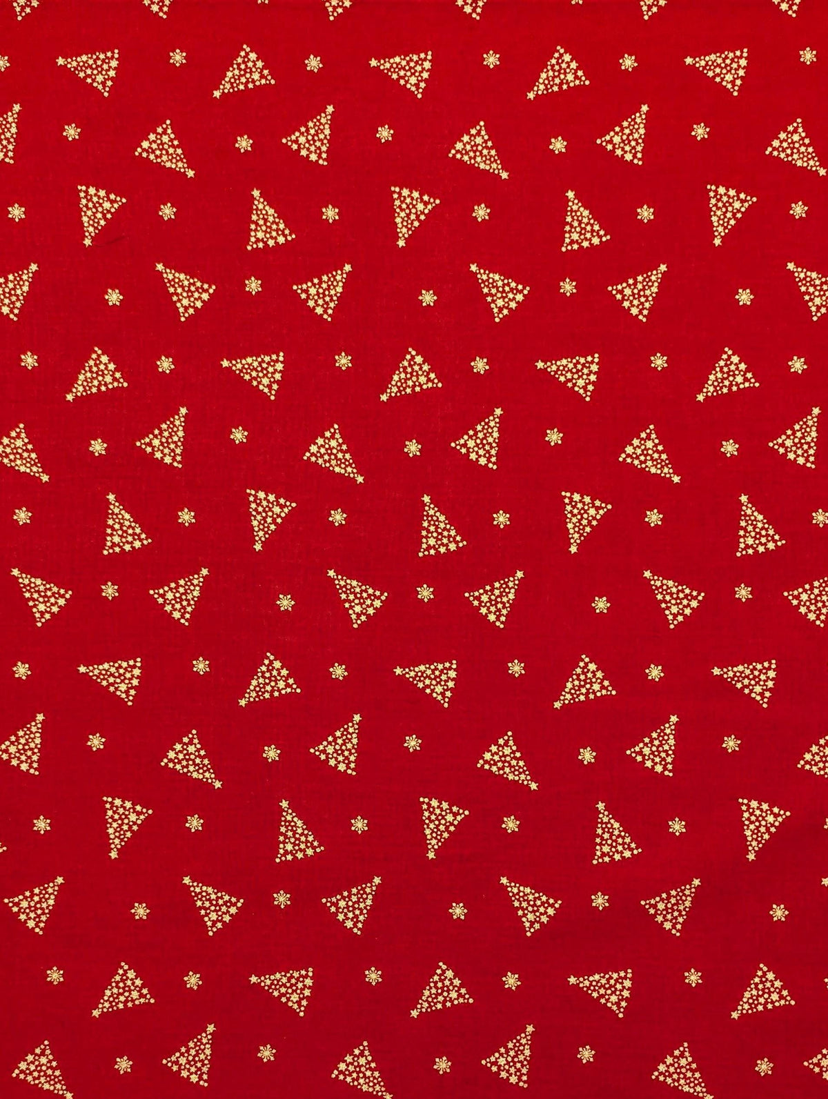 Hishiei - Golden Holiday Trees Cotton Fabric - Red