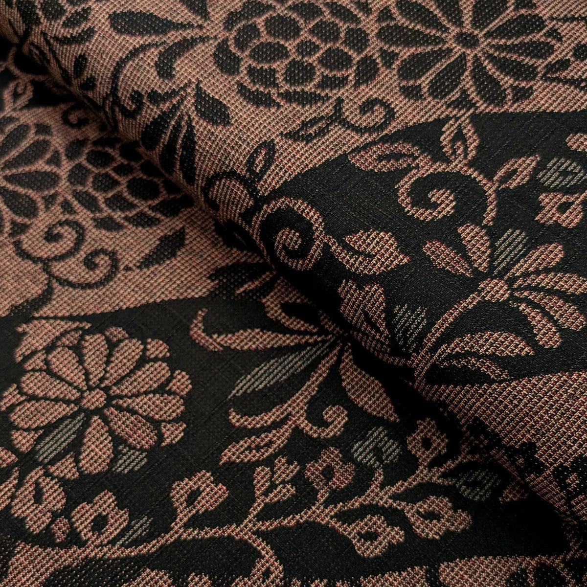 NEW Floral Silhouette Kobayashi dobby cotton fabric KTS-7020 A red & black