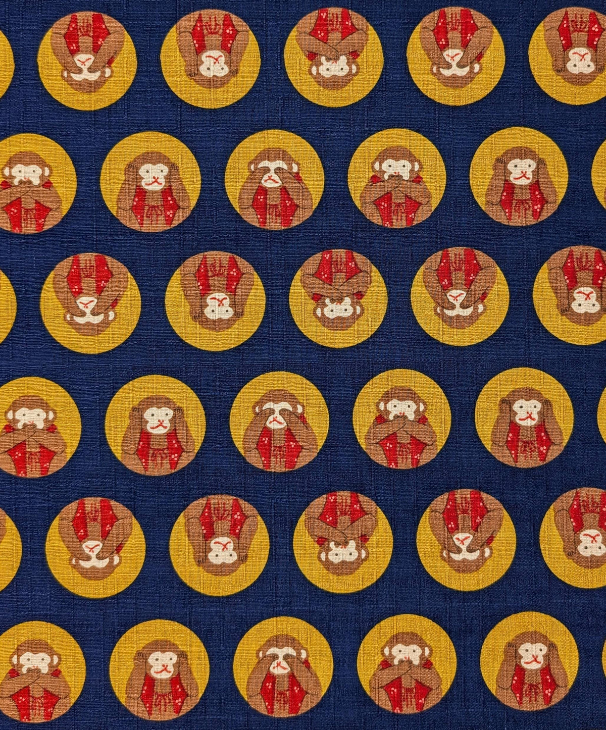 Hokkoh - Three Wise Monkeys Cotton Dobby - Navy Blue