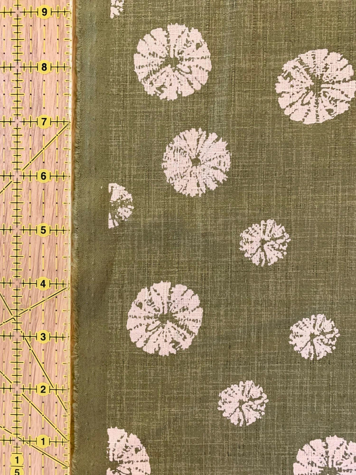 Morikiku - Shibori Sand Dollars Cotton Dobby - Sage Green Beige