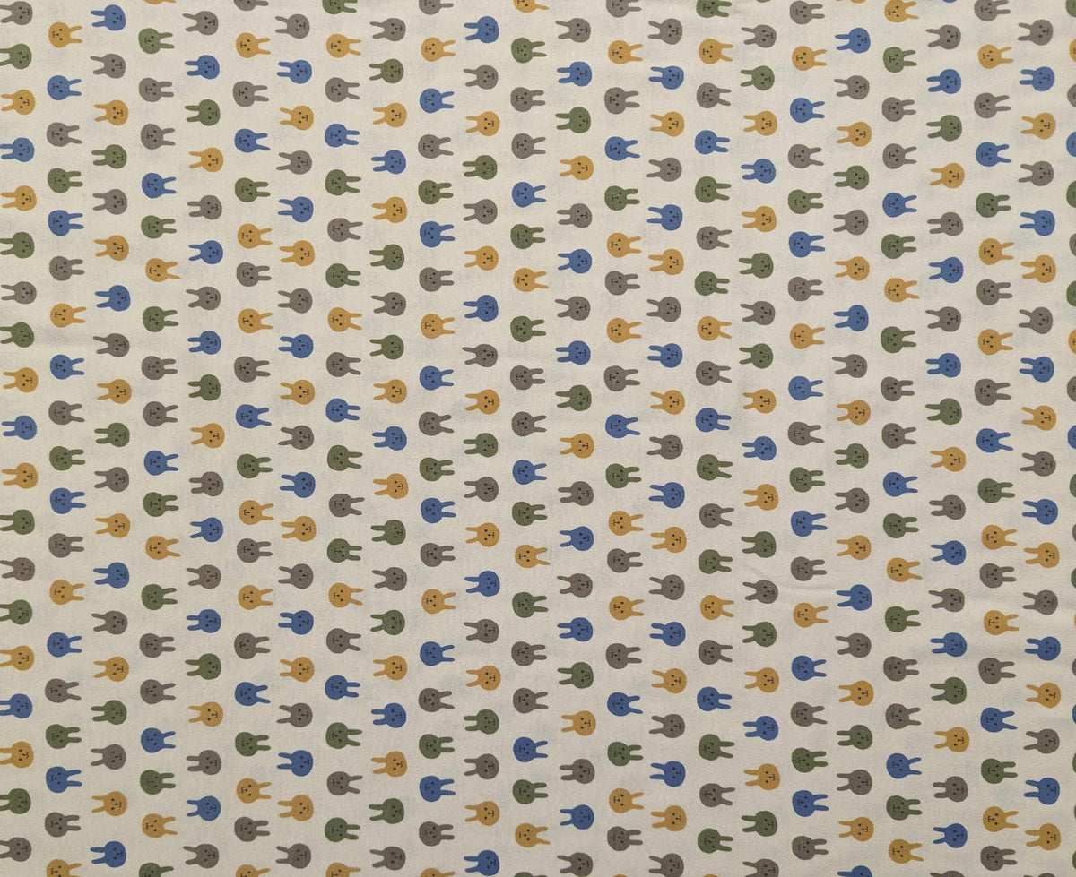 Kobayashi - Colorful Bunnies Cotton Jersey - Green Yellow Periwinkle