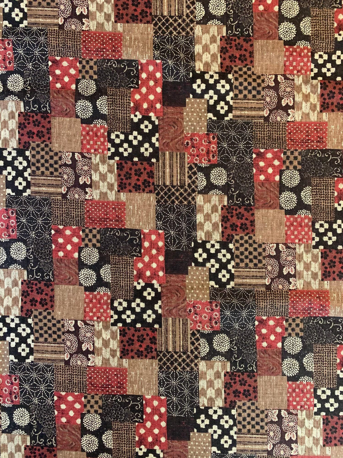 Sevenberry boro patchwork in red Japanese cotton fabric 88500-3-6