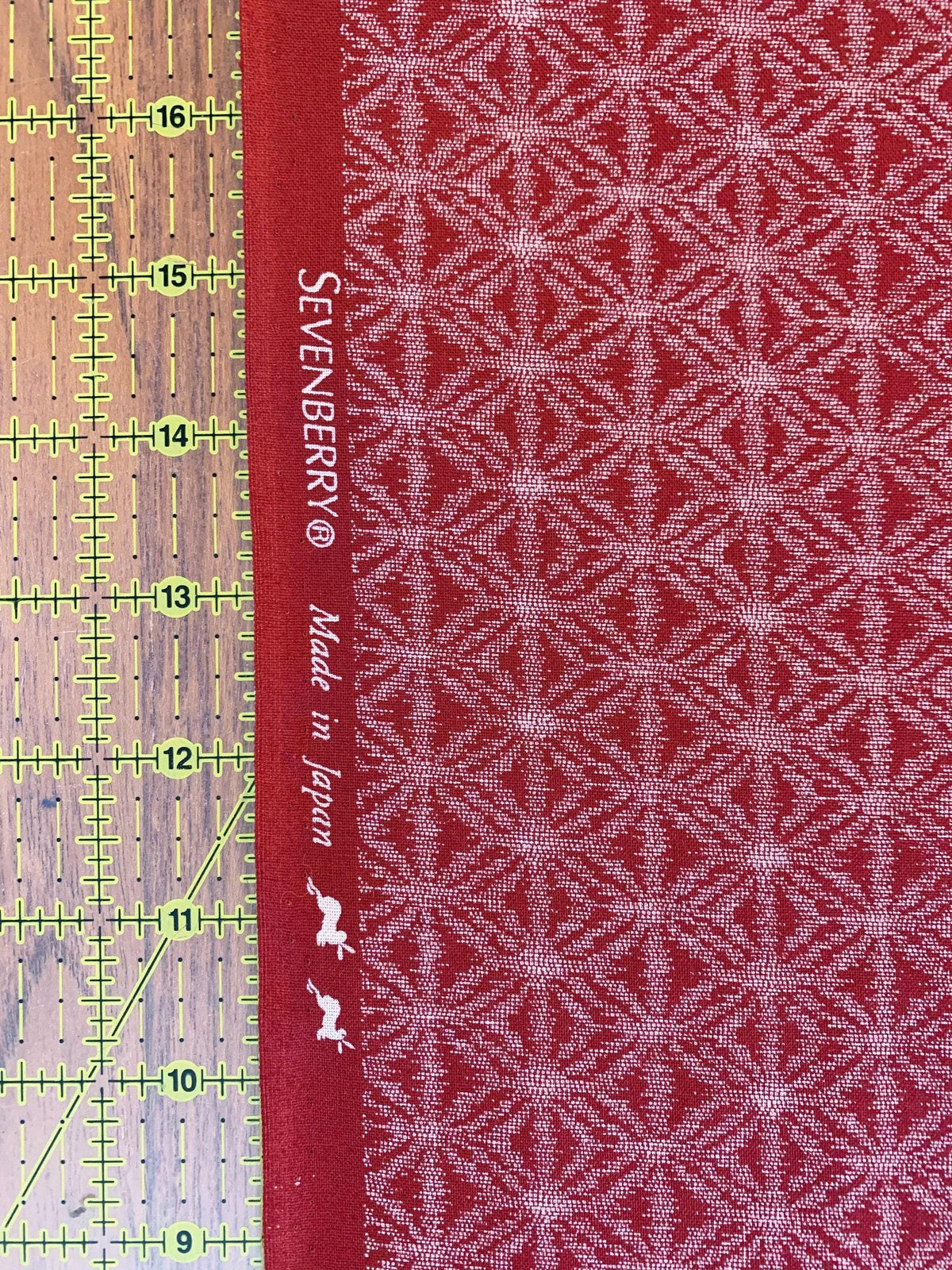 Sevenberry - Printed Ikat Asanoha Variation Stars in Red and White Cotton Fabric - Red White
