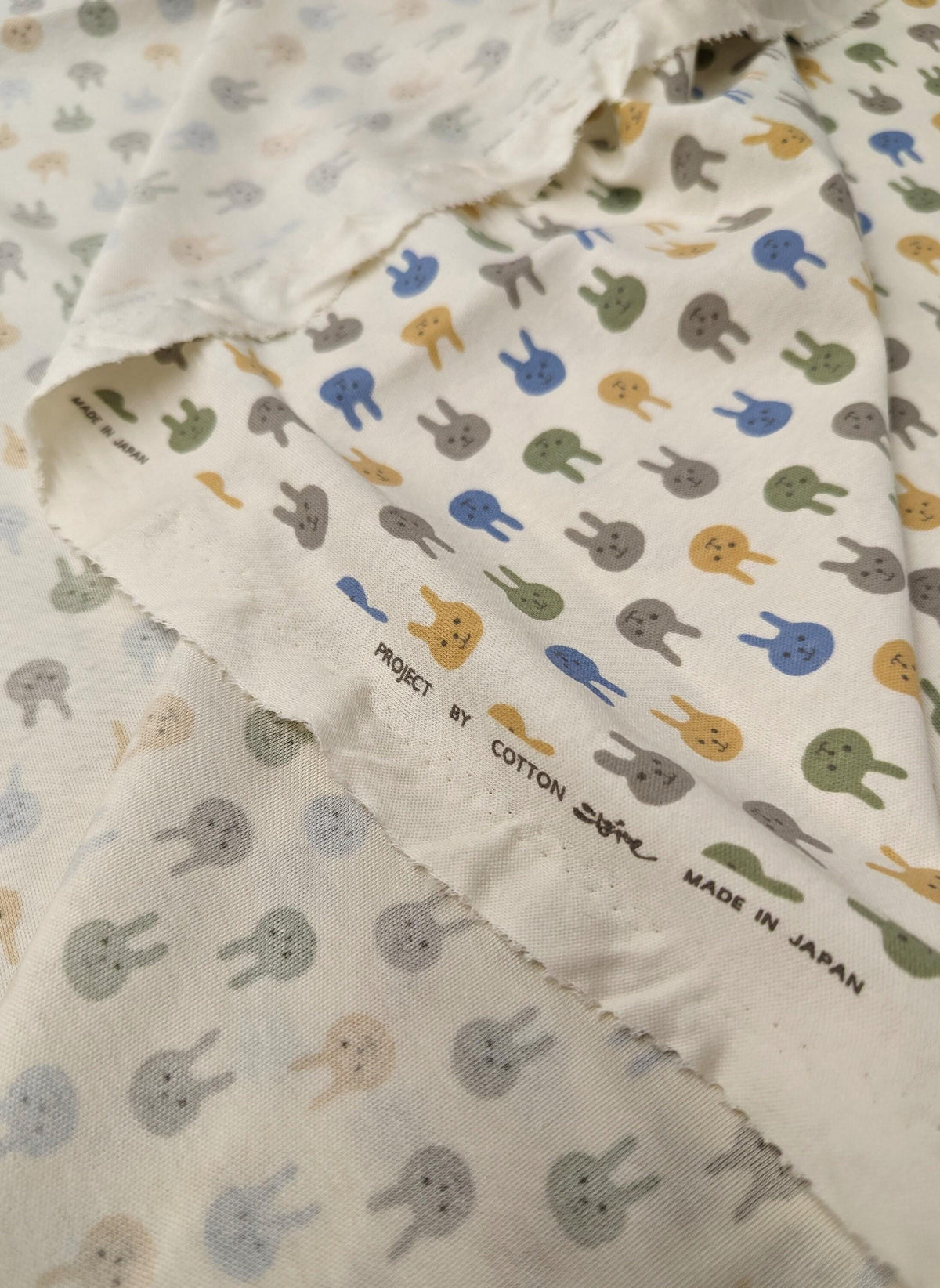 Kobayashi - Colorful Bunnies Cotton Jersey - Green Yellow Periwinkle