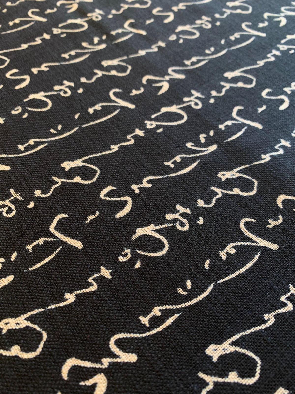 Sevenberry - Calligraphy Homespun Cotton Fabric - Black Beige