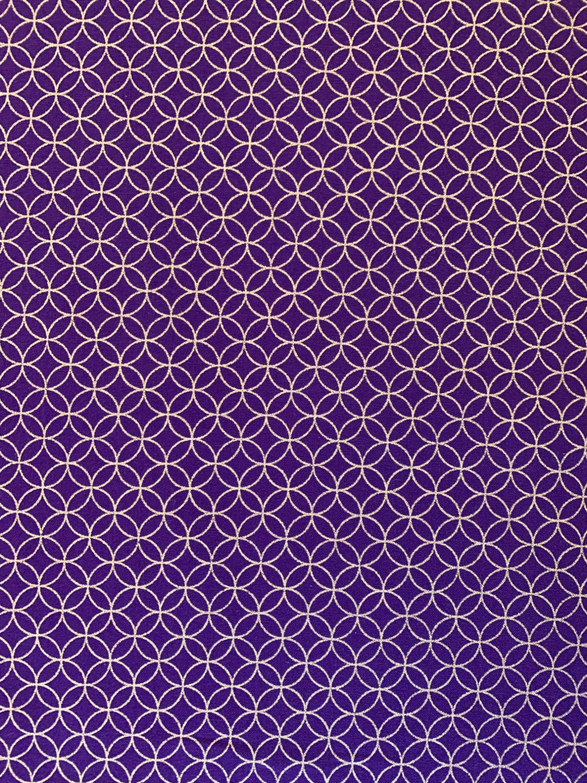 Sevenberry - Golden Shippo Circles Cotton Fabric - Purple