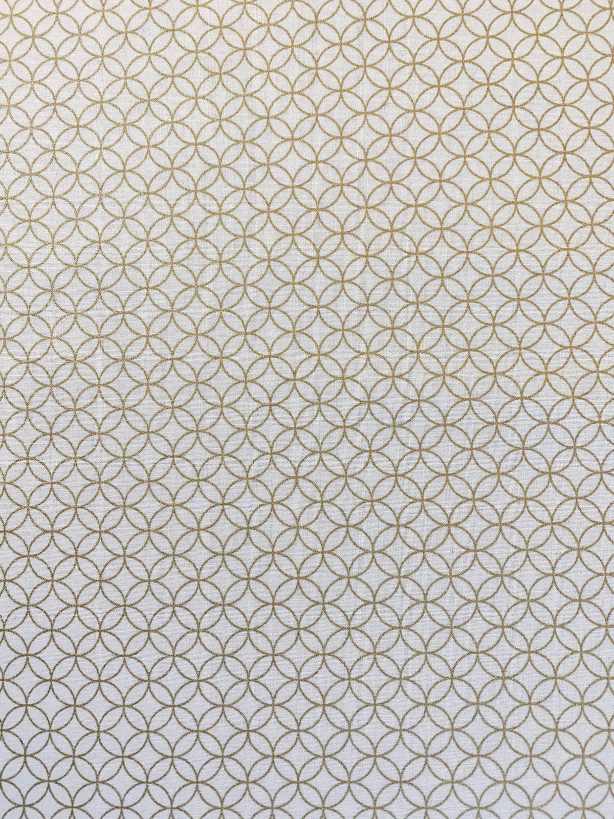 Sevenberry - Golden Shippo Circles Cotton Fabric - White