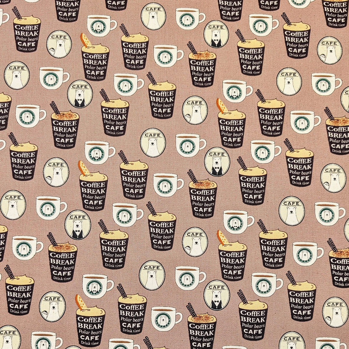 NEW Polar Bear Cafe Kobayashi Japanese cotton oxford twill fabric KTS-7066 E brown