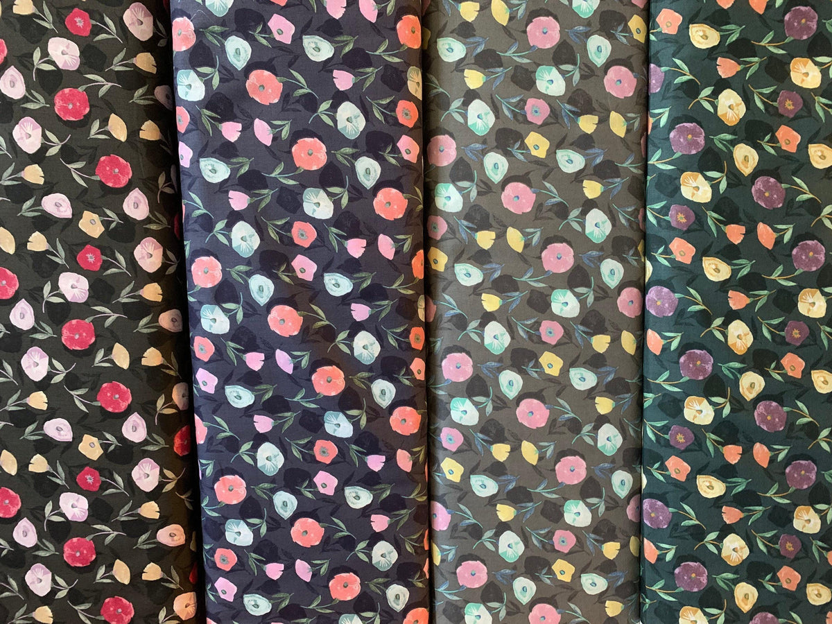 Cosmo - Poppy Shadows Cotton Lawn - Blue Pink Yellow