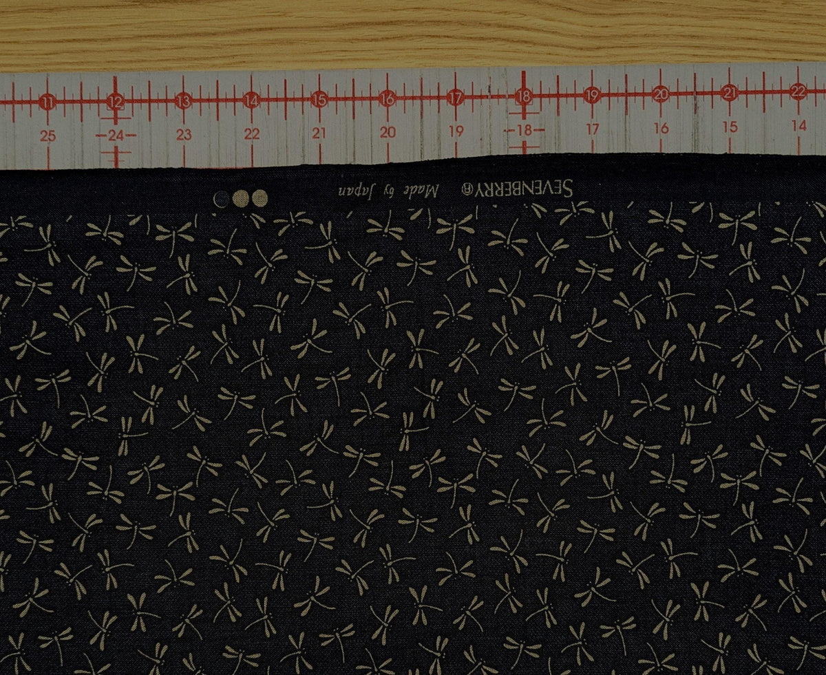 Sevenberry - Dragonflies in Black with Gray Cotton Fabric - Black Gray