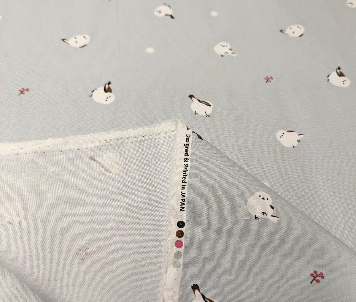 Cosmo - Winter Chickadees Cotton Oxford - Gray