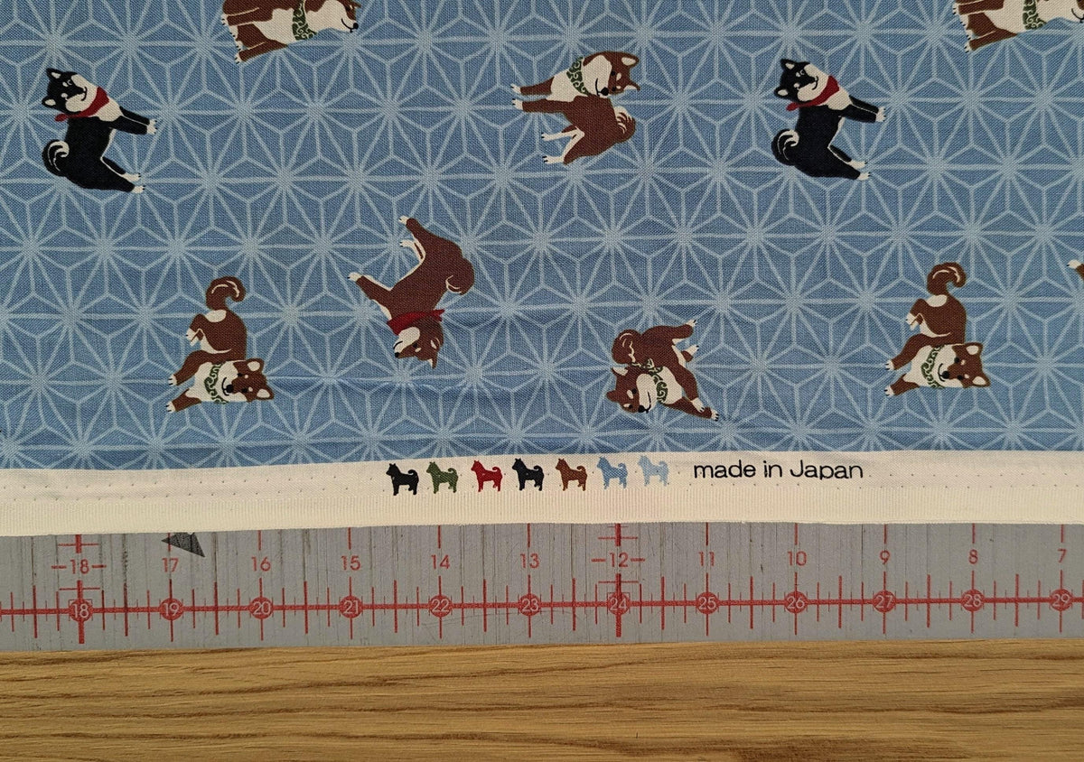 Hishiei - Asanoha Shibas Cotton Fabric - Light Blue