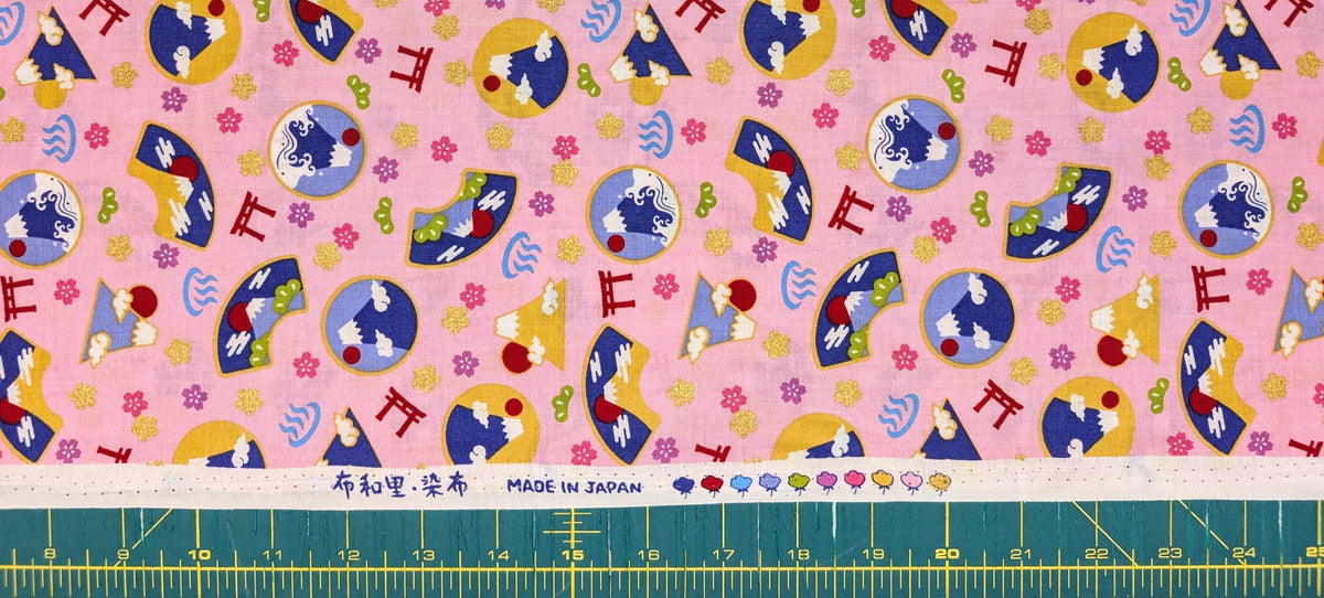 Asano - Mountain Onsen Cotton Fabric - Pink