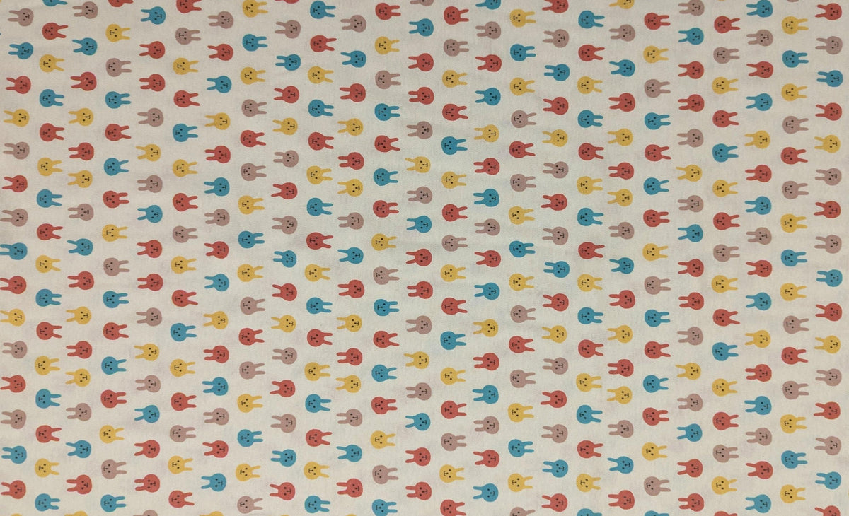 Kobayashi - Colorful Bunnies Cotton Jersey - Teal Orange Yellow