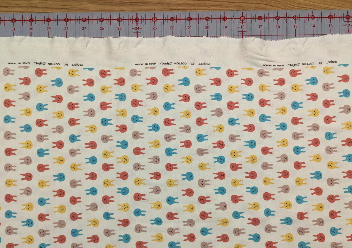 Kobayashi - Colorful Bunnies Cotton Jersey - Teal Orange Yellow