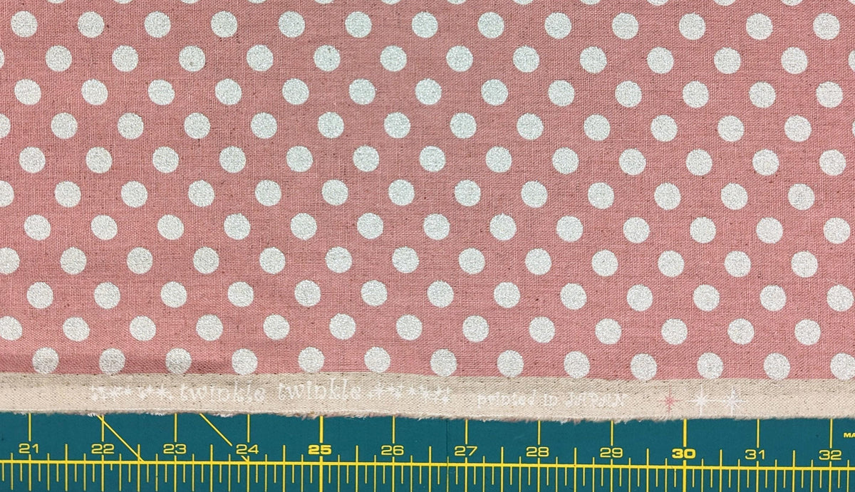 Senyo - Glittering Polka Dots Cotton Oxford - Pink With Silver