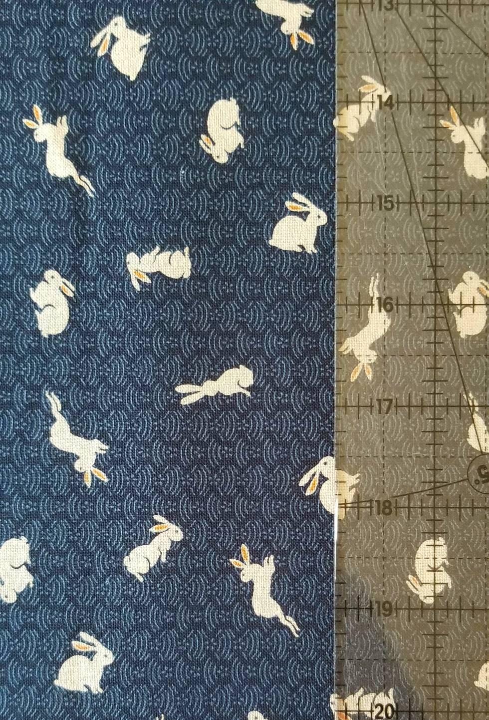 Sevenberry - Bunnies and Waves Cotton Fabric - Blue