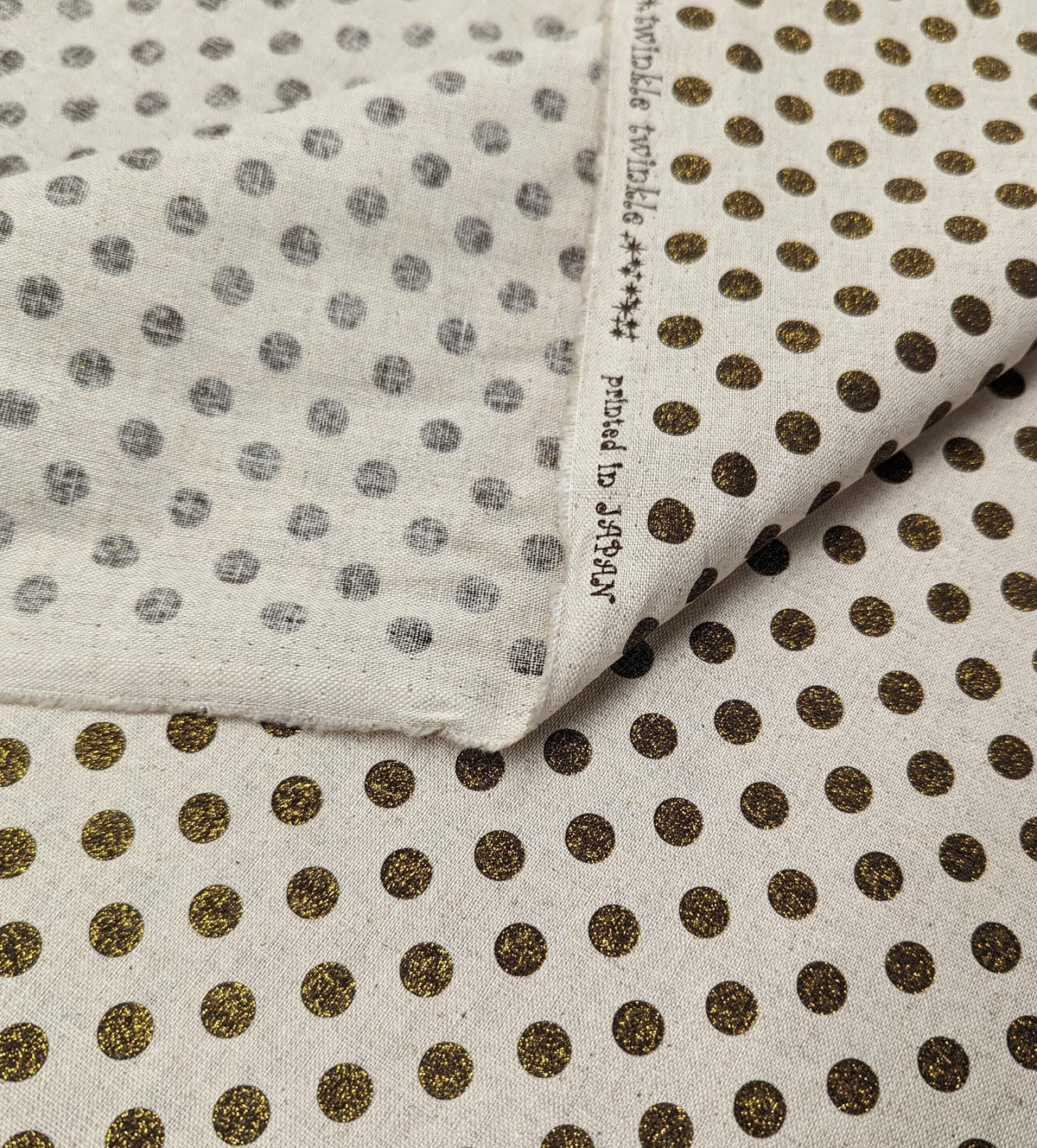 Senyo - Glittering Polka Dots Cotton Oxford - Gold and Natural