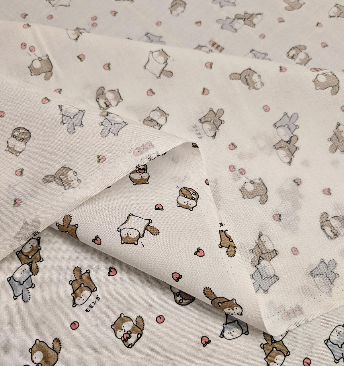Cosmo - NEW Flying Squirrels & Peaches Cotton - White
