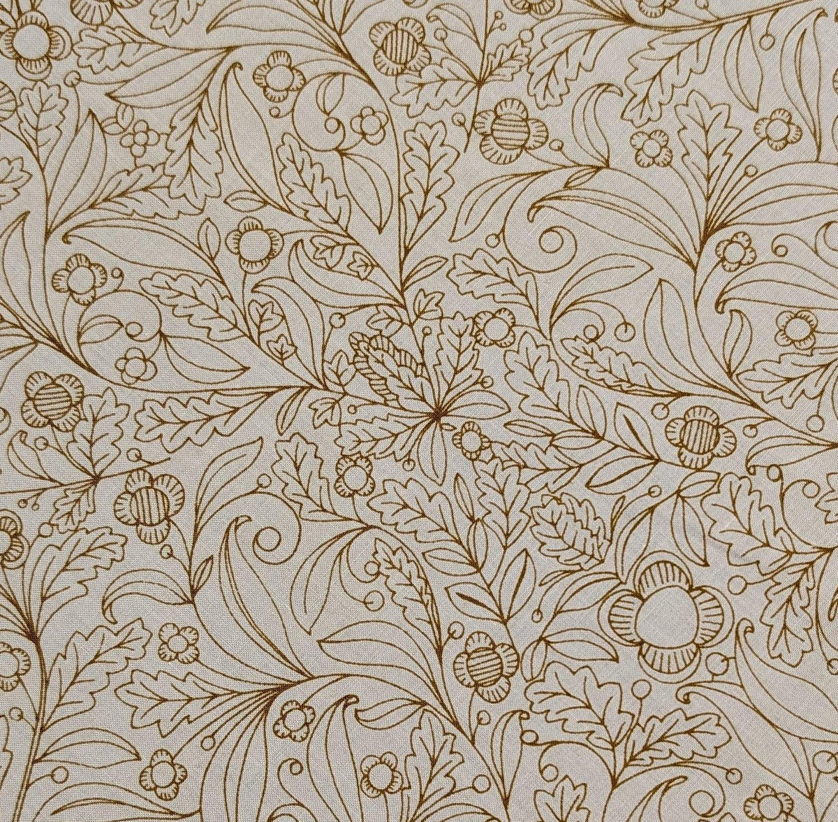 Hokkoh - Botanical Filigree Cotton Lawn - Pale Blue and Brown