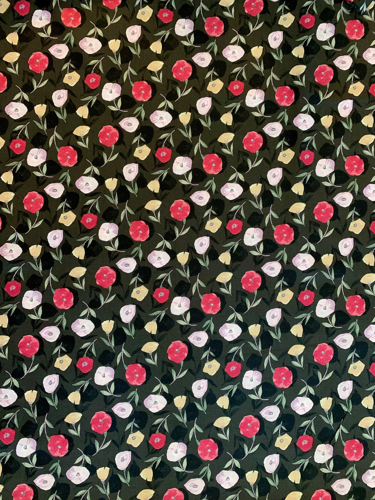 Cosmo - Poppy Shadows Cotton Lawn - Red Pink Black