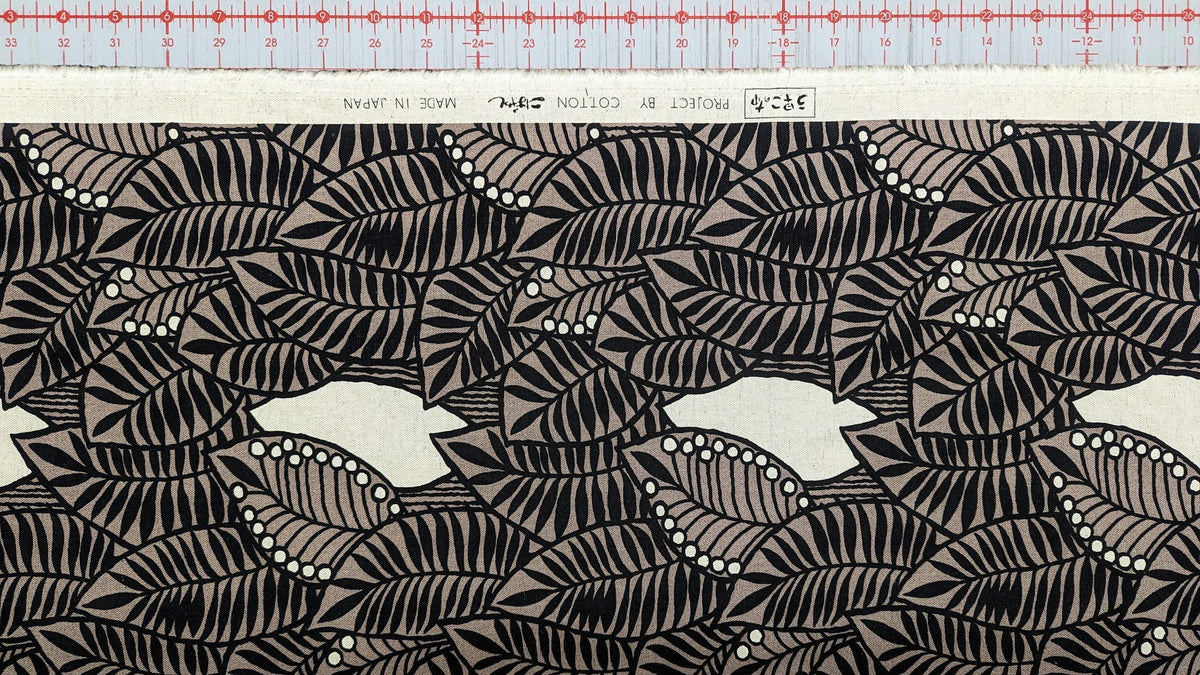Kobayashi - Tropical Forest Cotton/Linen Canvas - Gray and Black