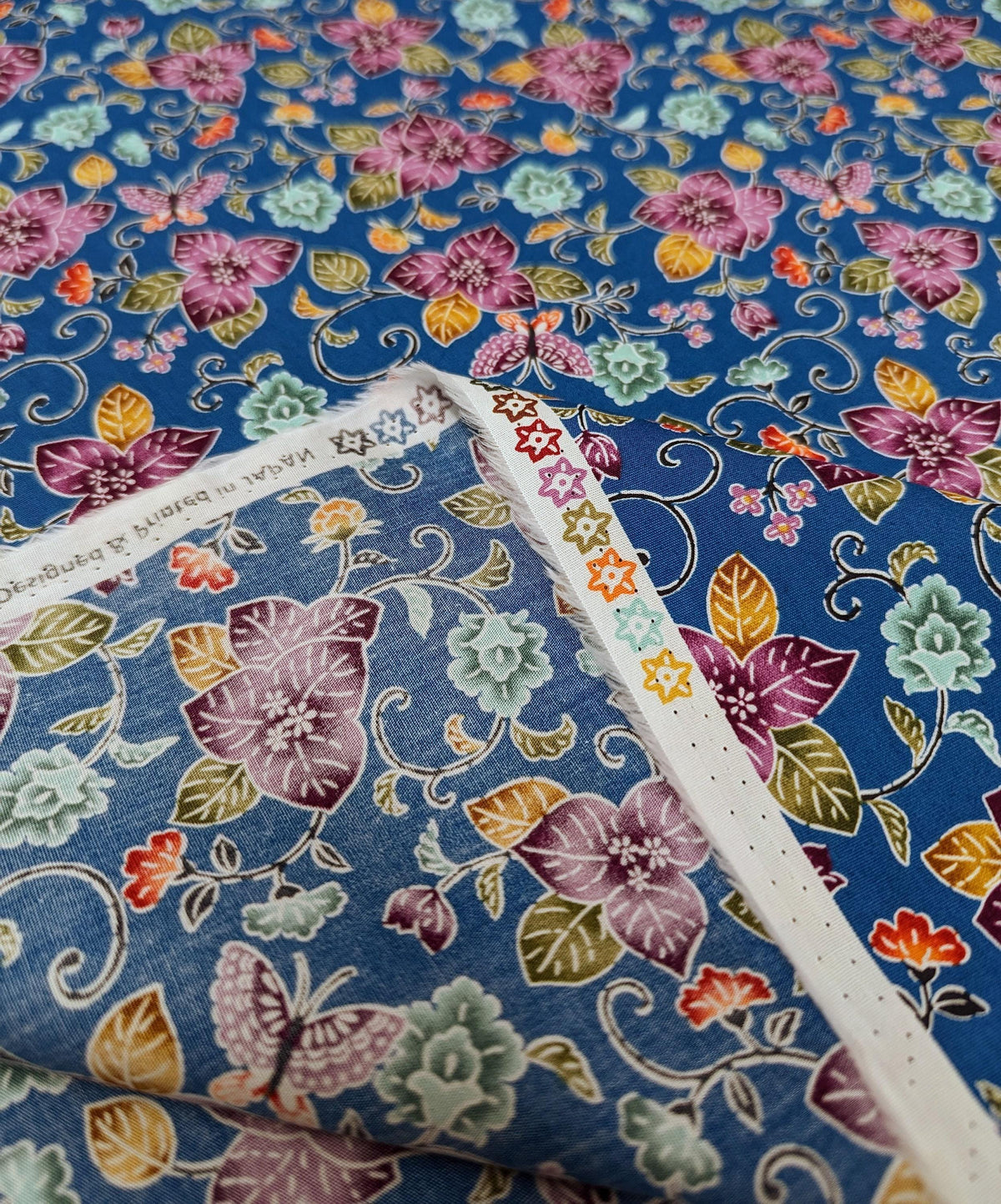 Cosmo - Tropical Flowers Cotton - Blue