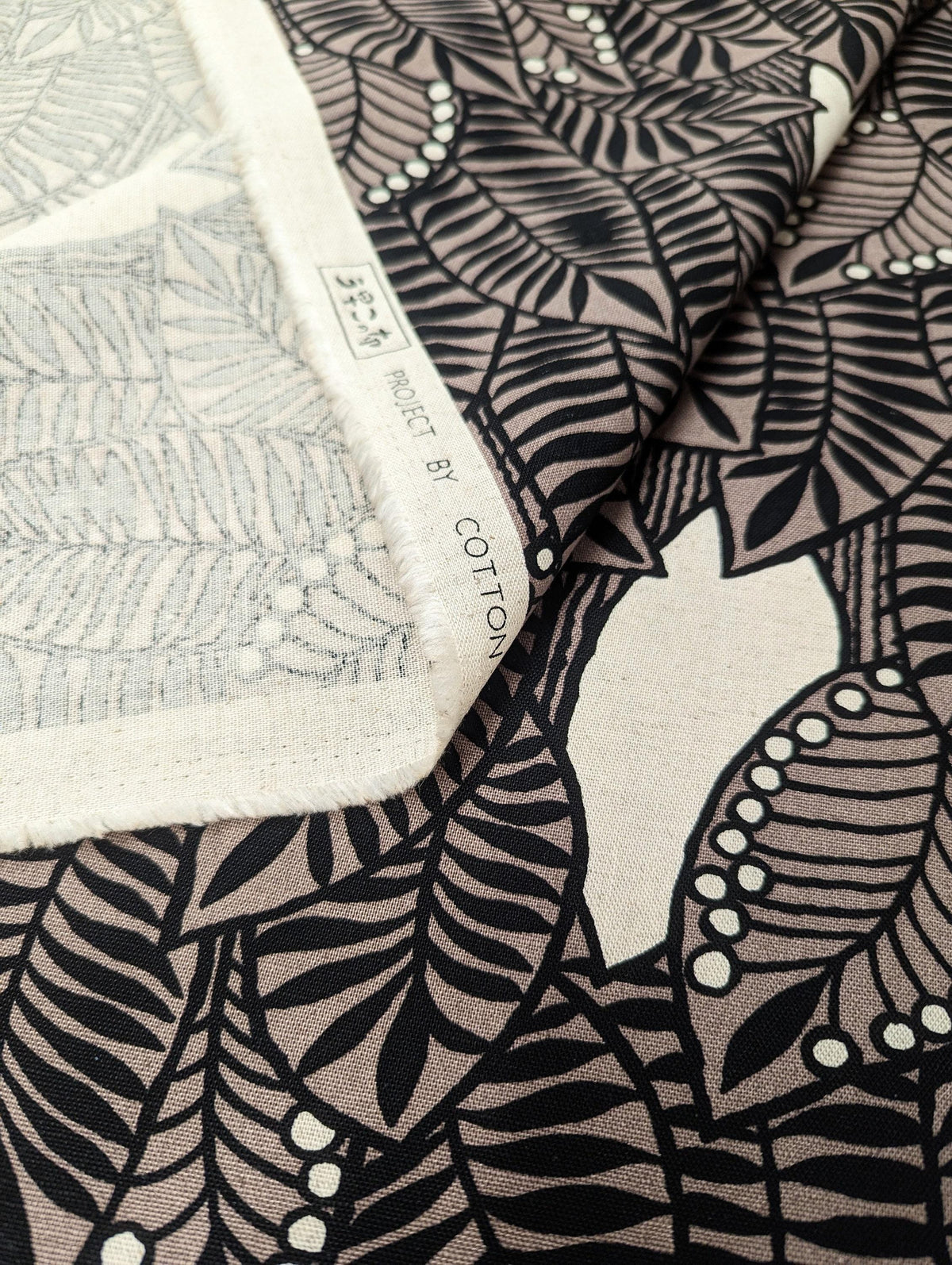 Kobayashi - Tropical Forest Cotton/Linen Canvas - Gray and Black