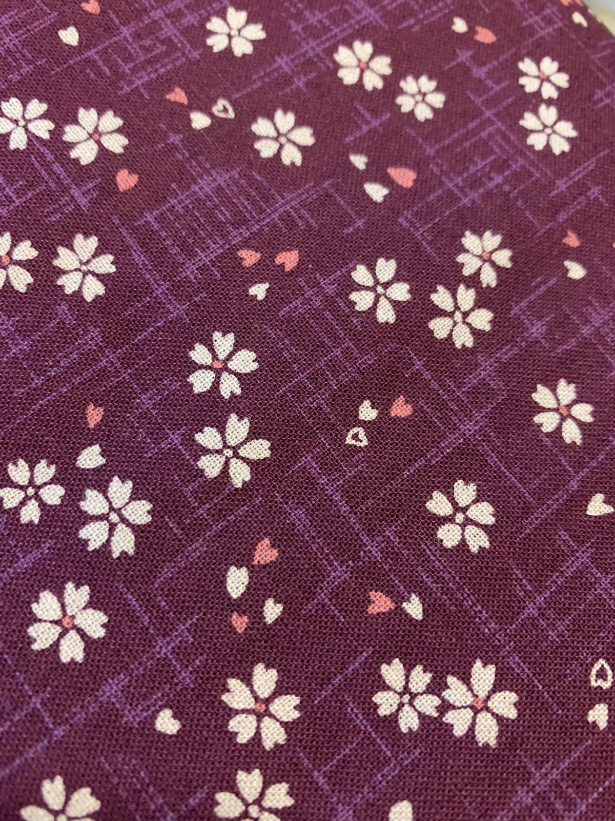 Sevenberry - Cherry Blossoms in Plum Purple Cotton Fabric - Plum Purple