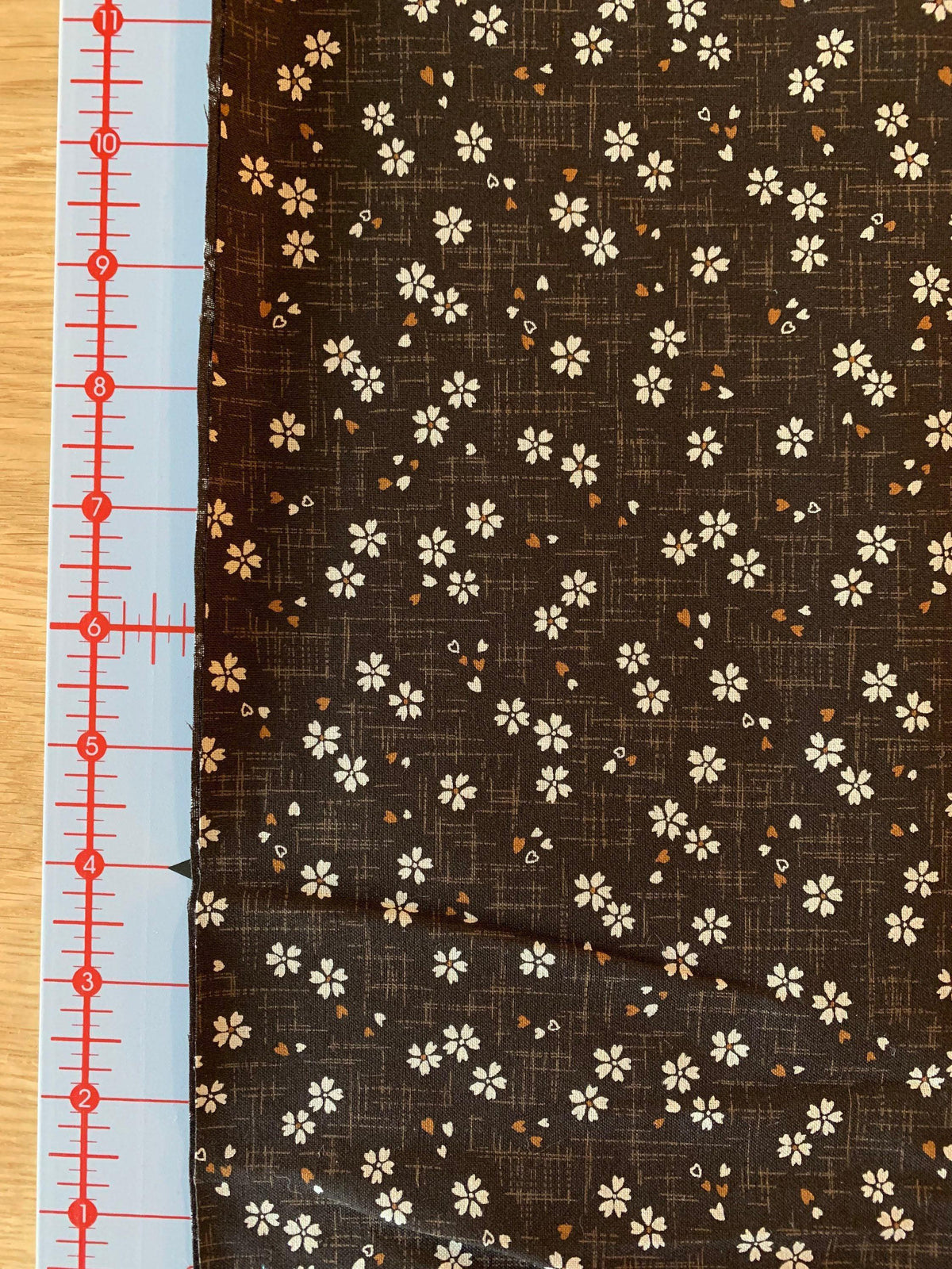 Sevenberry - Tiny Cherry Blossoms Cotton Fabric - Brown
