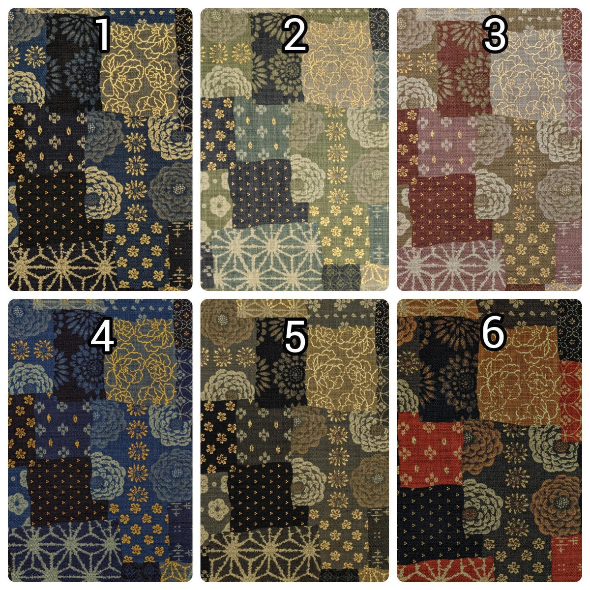 Sevenberry - Golden Boro Patchwork Cotton Fabric - Dark Blue and Beige