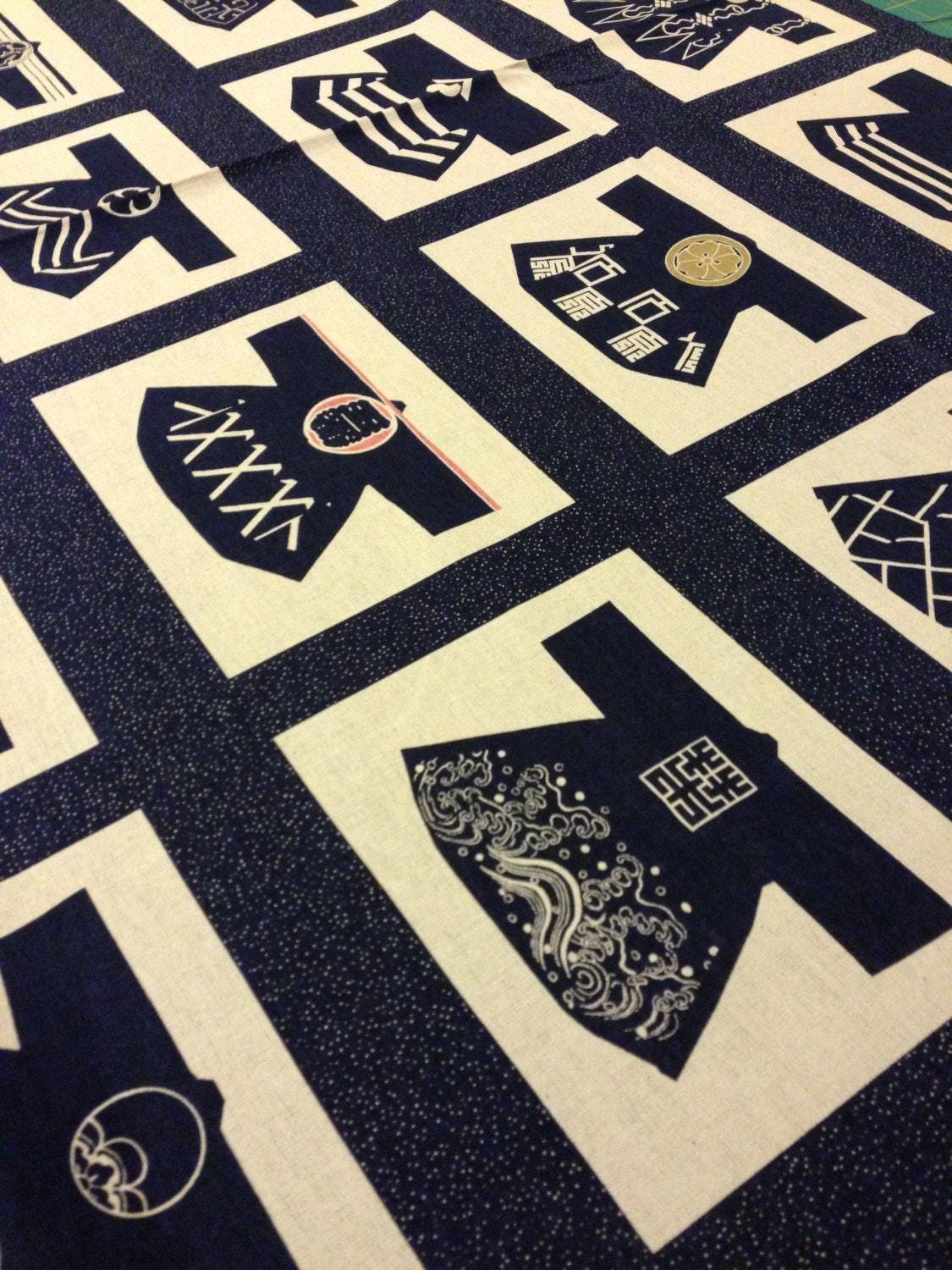 Orimono Imports - Fire Coat Hanten Cotton Fabric Panel - Navy or Black