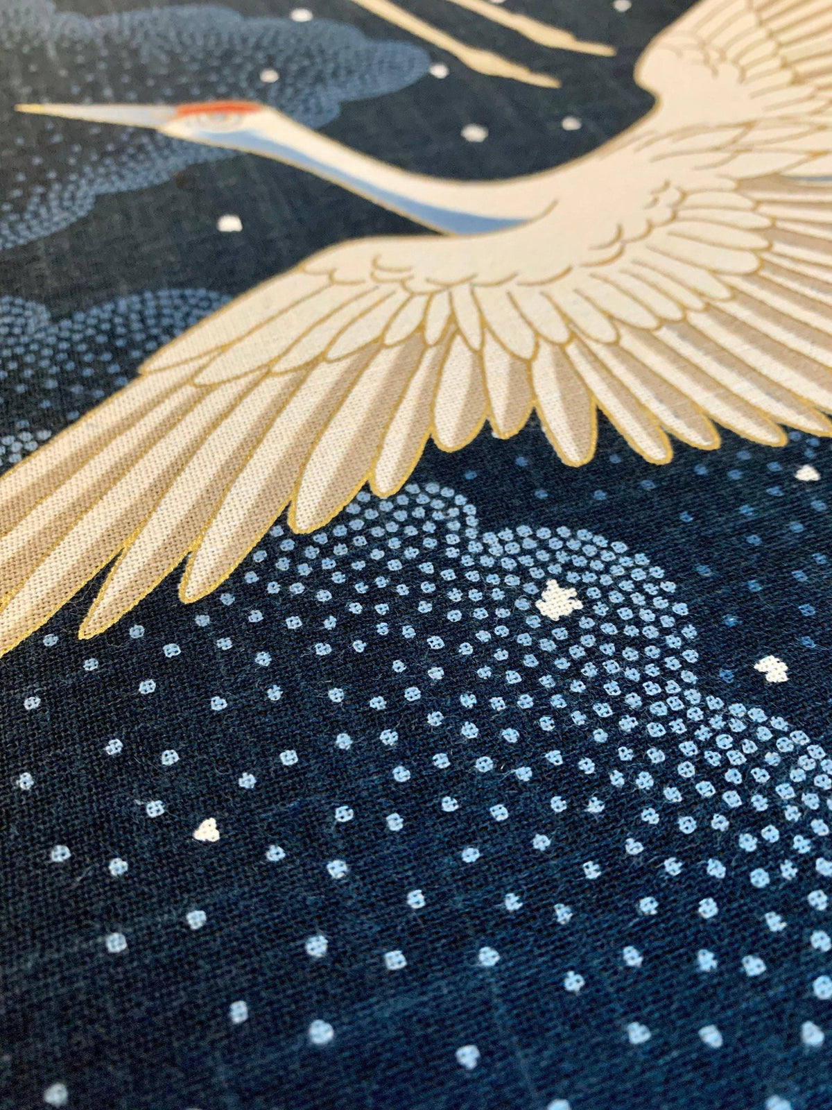 Kurenai - Cranes Japanese Noren Panel - Blue