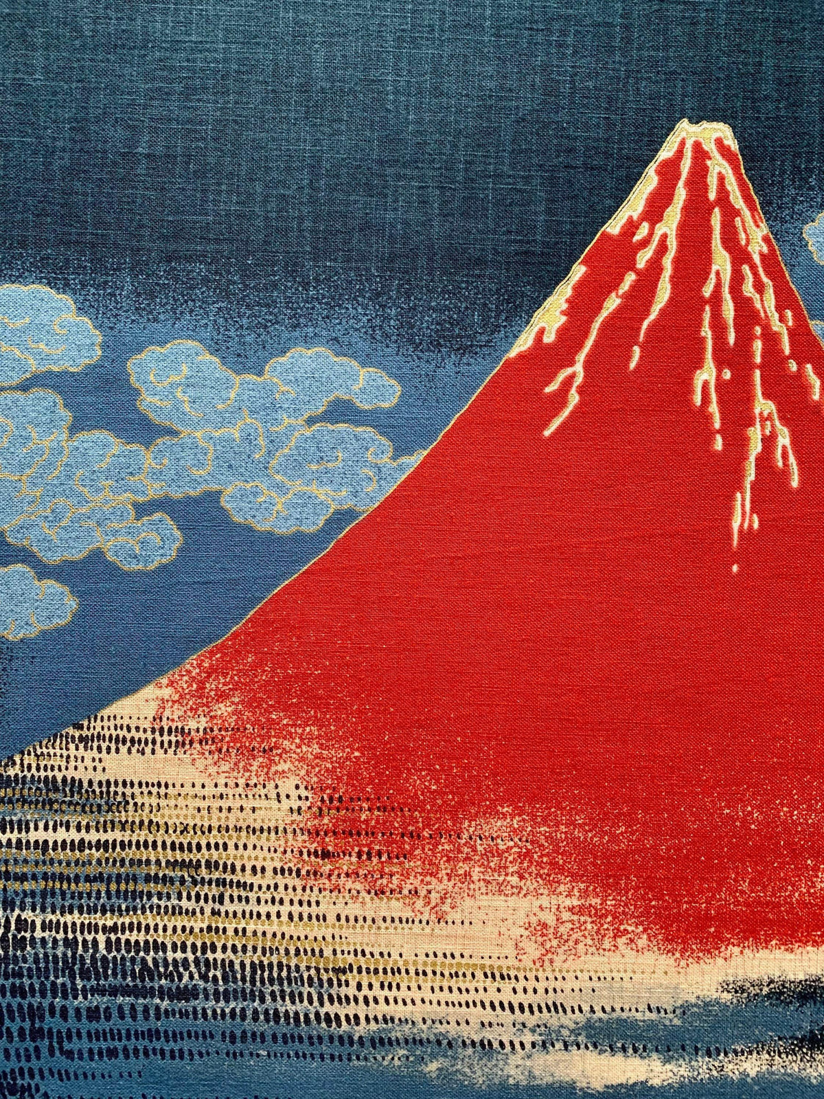 Kurenai - Mt. Fuji Japanese Noren Panel - Blue