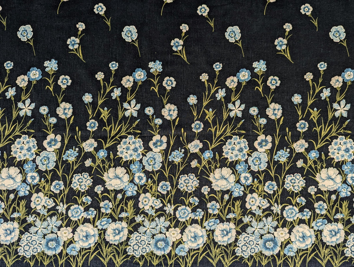 Koizumi - Summer Meadows Panel Momen-T Cotton/Linen Fabric - Dark Blue