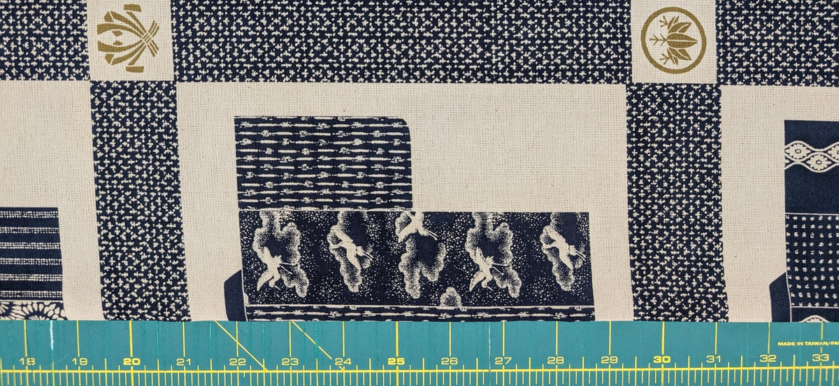 Craft-P - Kimono Design Cotton Fabric Panel - Black or Navy