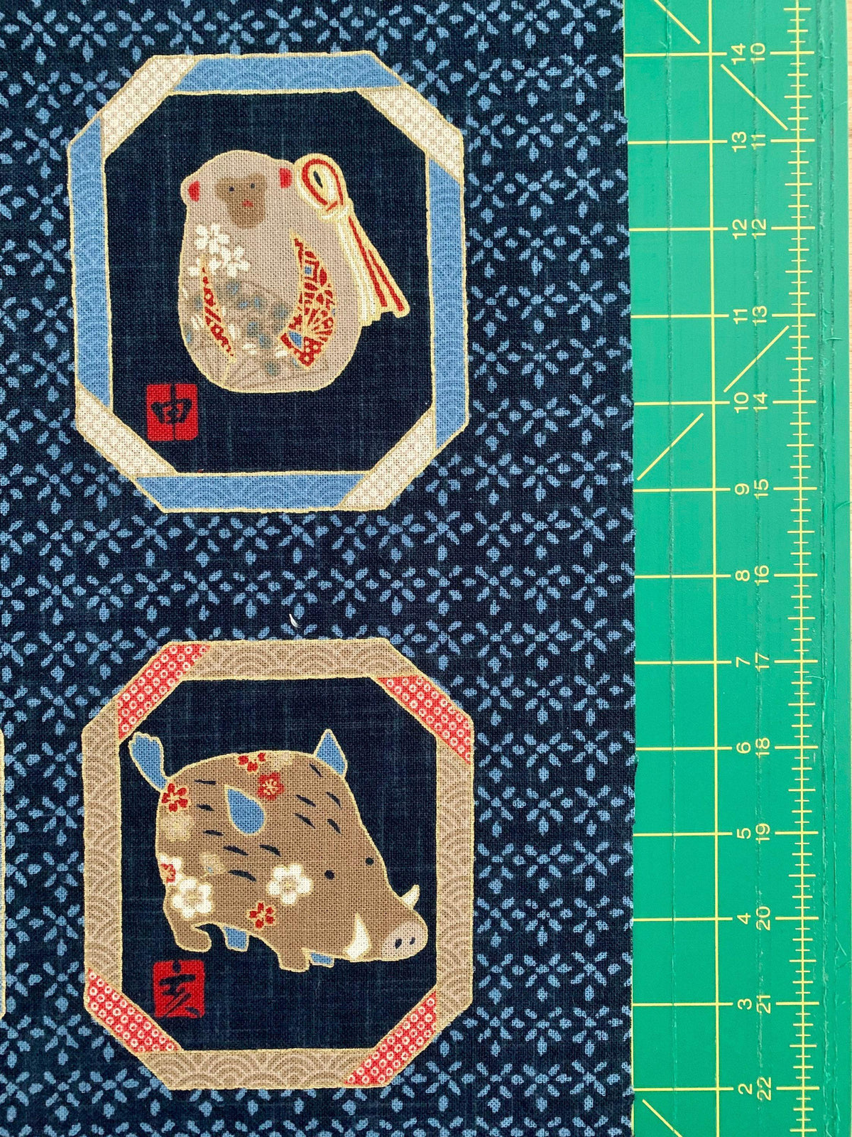 Kurenai - New Year Zodiac Japanese Noren Panel - Blue