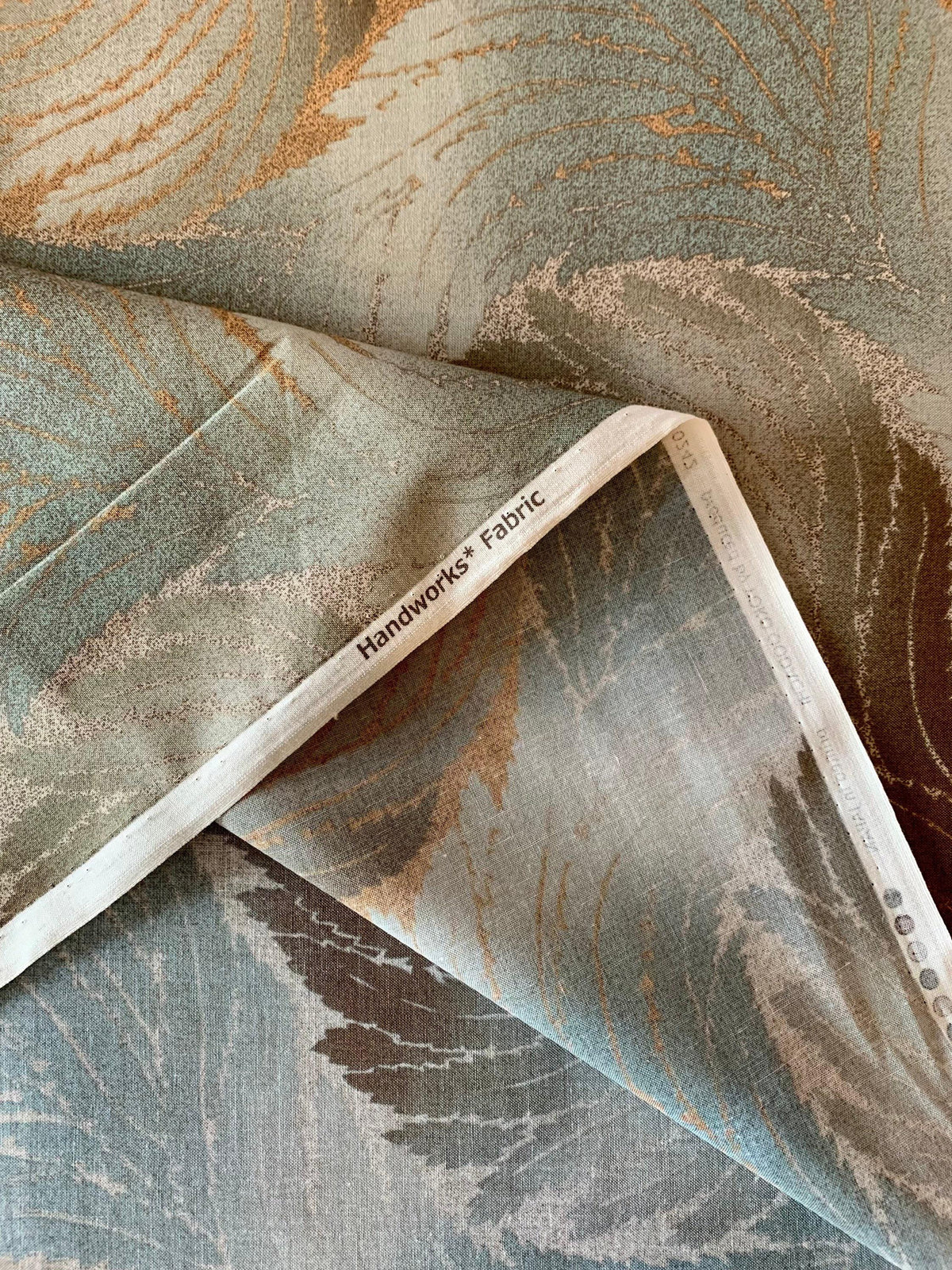 Feather Handworks Japanese printed cotton taupe fabric SP10242S-D silver bronze