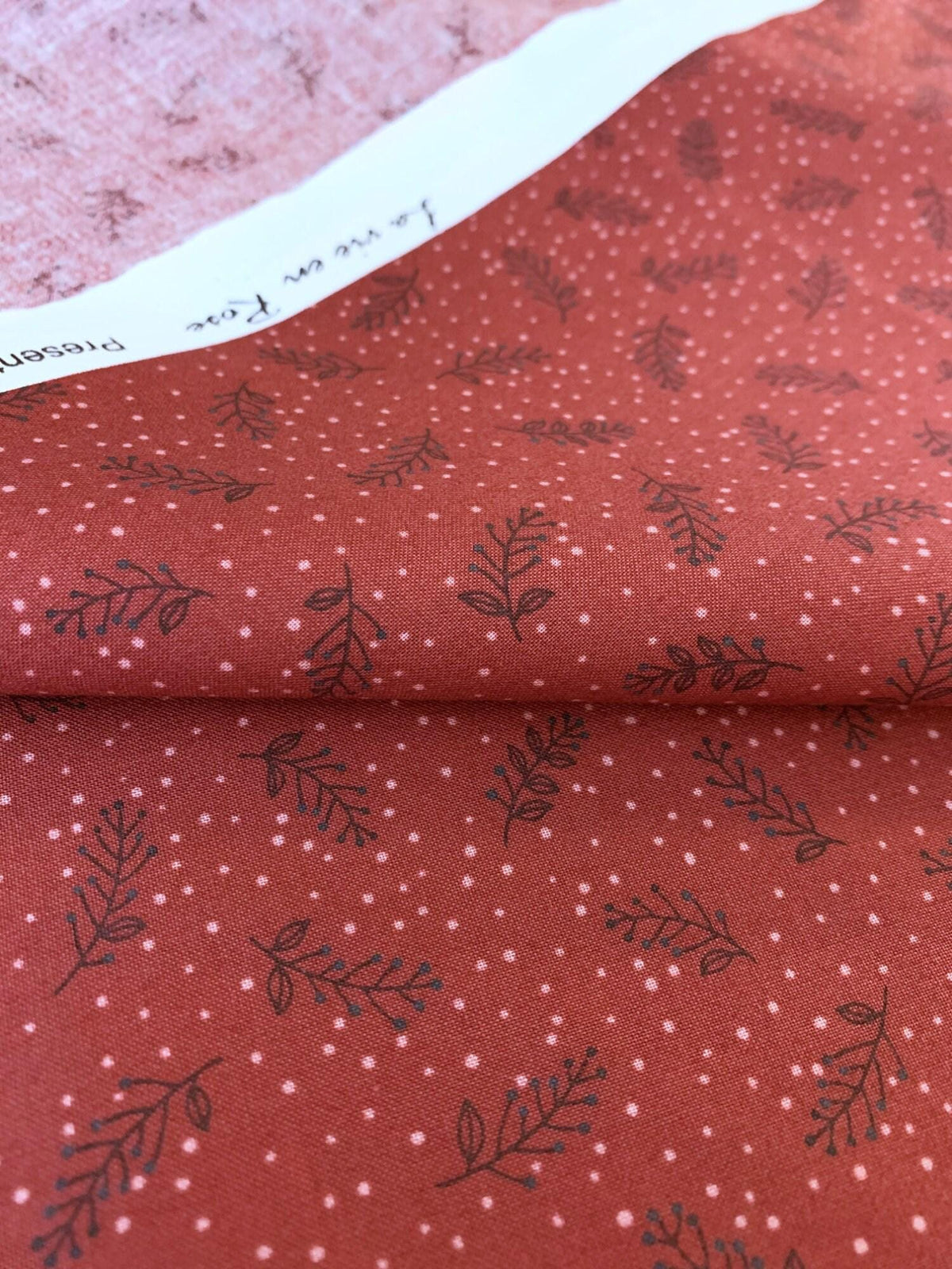 Orimono Imports - La Vie En Rose Cotton Taupe - Cranberry Red