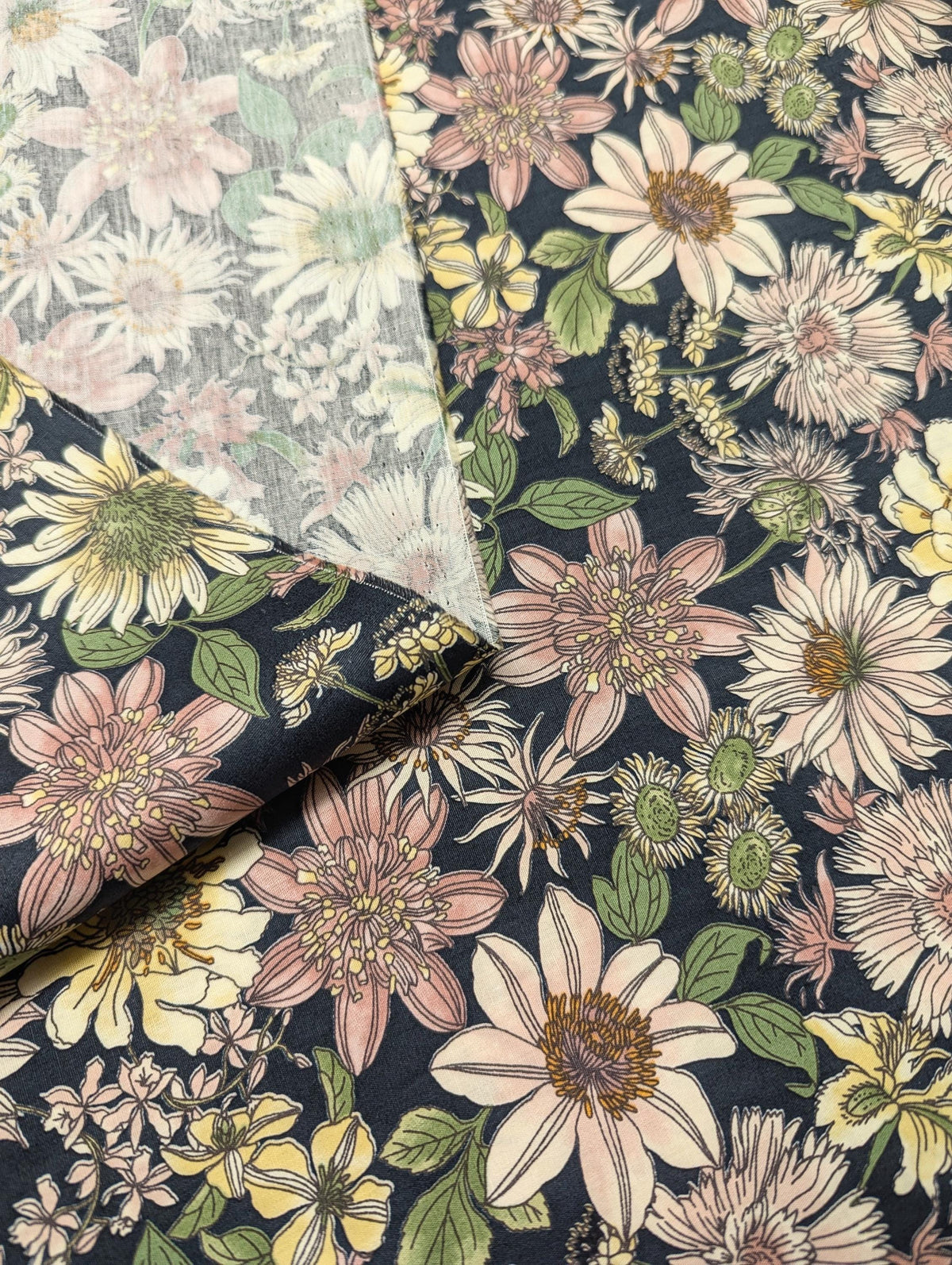 Hokkoh - Meadow Bouquet Cotton Fabric - Dark Blue
