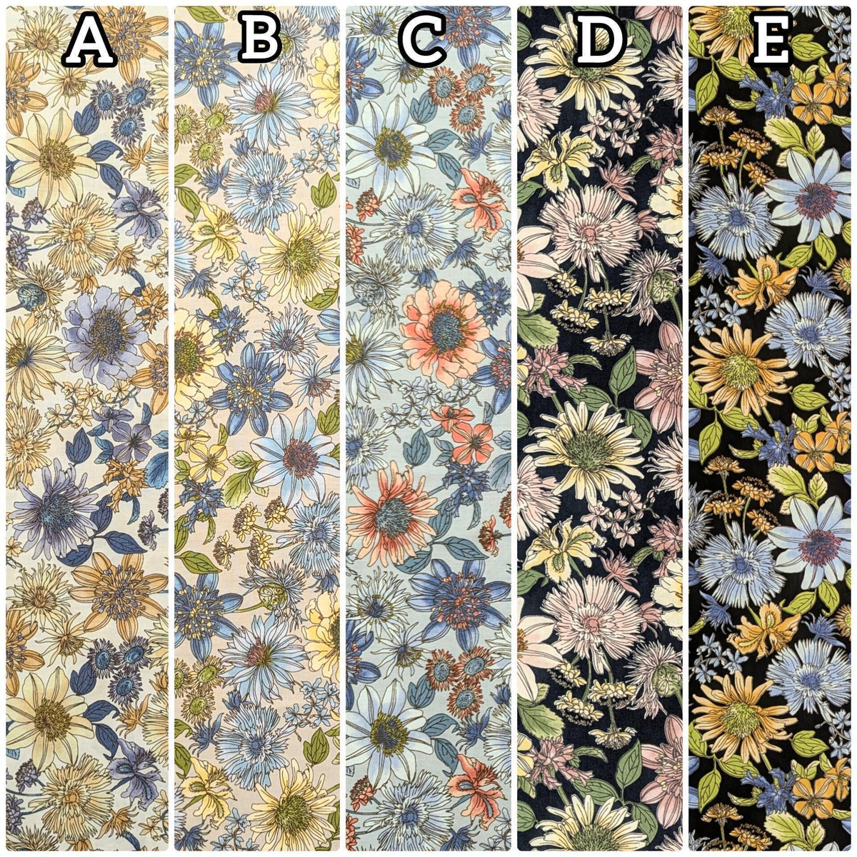 Hokkoh - Meadow Bouquet Cotton Fabric - Dark Blue